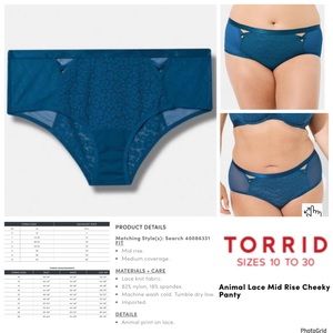 🌟🌟🌟Torrid 1 plus size poisdon lace animal cheeky panty NWT